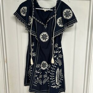 Anthropologie let me be dress size xs scalloped edge and embroidery.